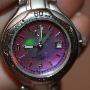 BUM Equipment Ladies Quartz Watch Pink/Purple Face Stainless Steel New Battery